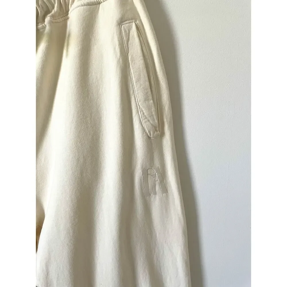 Fore All 100 % Jogger Pocket Sweat Pant Made in USA Cream Size Extra Large NEW